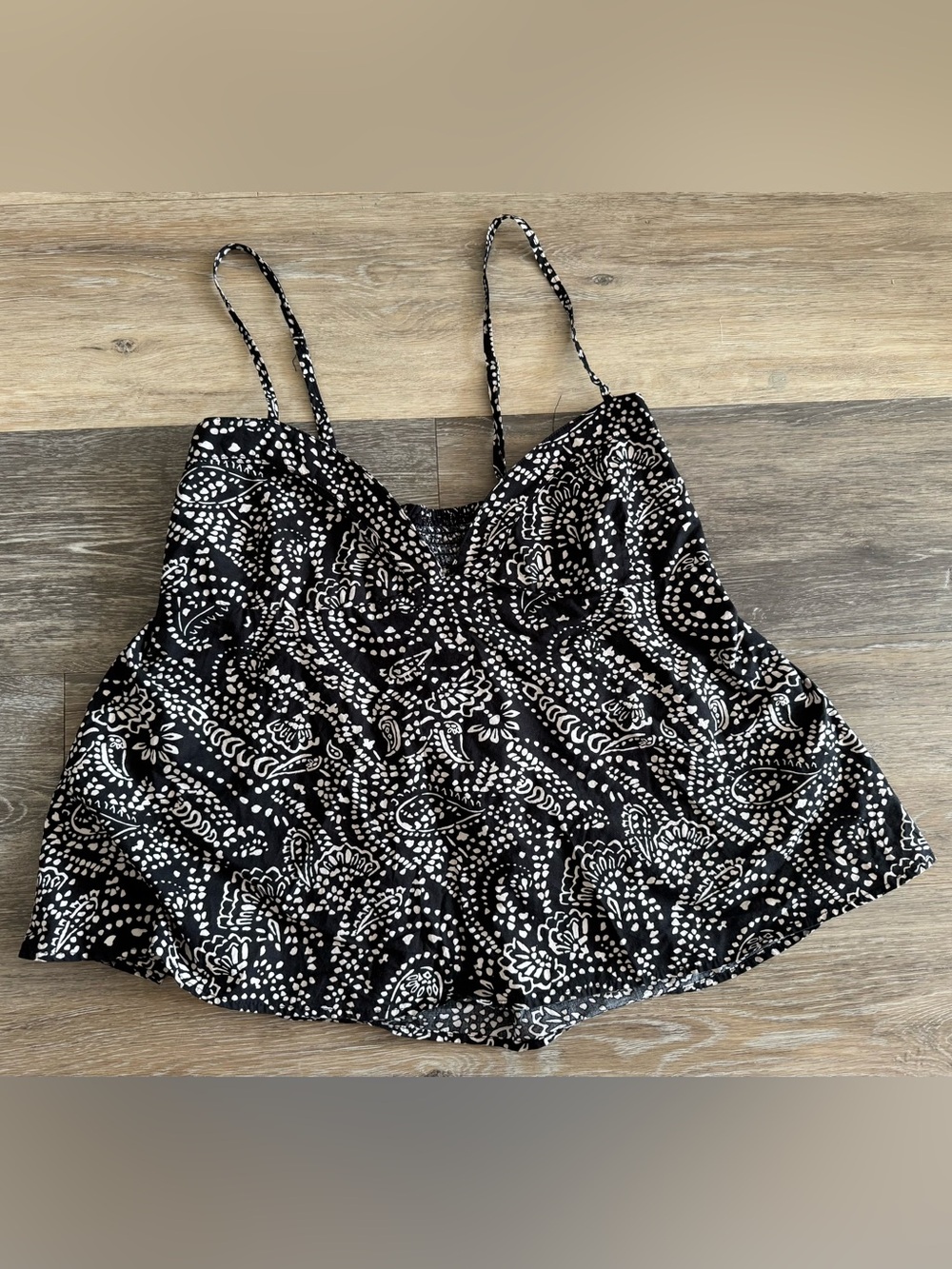 Black & White Paisley Spaghetti Strap Cami